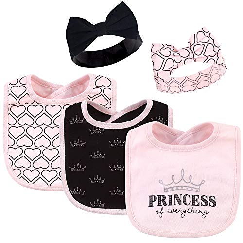 Hudson Baby Unisex Baby Cotton Bib and Headband Set, Princess, One Size