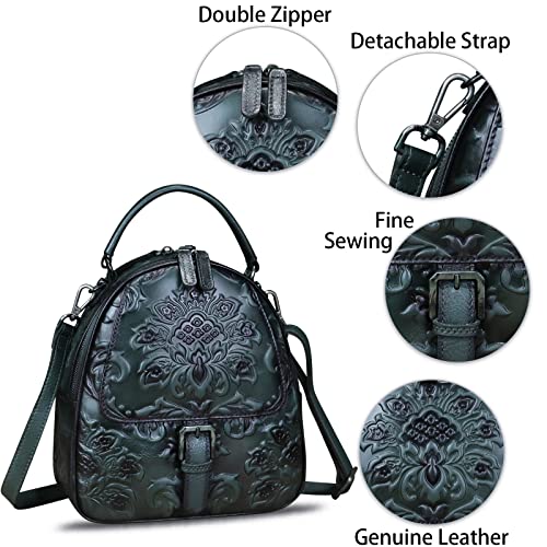 Image of IVTG Genuine Leather Backpack for Women Crossbody Shoulder Bag Vintage Rucksack Fashion Knapsack Purse Daypack Bag (Darkgray)