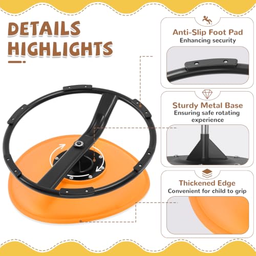 Image of Zhenx Spinning Chair for Autistic Kids (Ages 3-18) - 220lbs Capacity Sensory Swivel Seat - Sensory Toy for Teens with ADHD /Autism - Sit & Spin Calming Gift to Improve Focus & Body Balance (Orange)