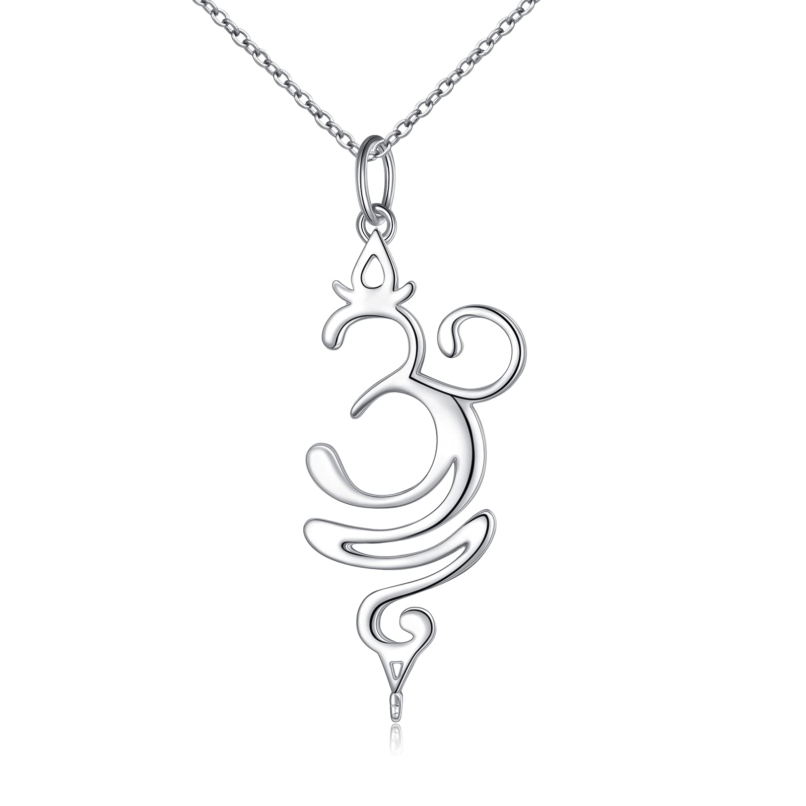 DAOCHONG925 Sterling Silver Jewelry Om Breathe Symbol Necklace for Women Gifts