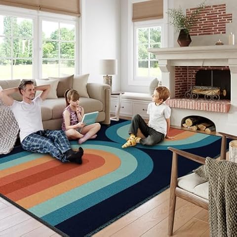 Lahome 5x7 Boho Rainbow Rug Cover