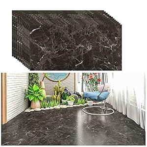 VEELIKE Oliebestendige zelfklevende keukentegels voor de keuken, afpellen en plakken, waterdichte badstickers, vloertegels voor huisrenovatie, afneembaar, eenvoudig te gebruiken, 12 stuks, 60 cm x 30