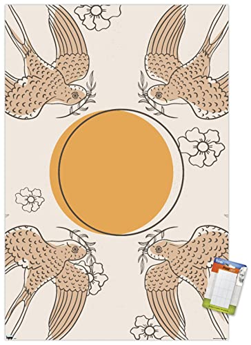 Poster mural Oiseaux volent vers le soleil pour habiller un mur vide et illuminer une pièce sombre