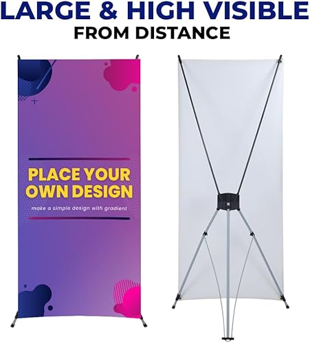 Miniatura 3 de Banner personalizado en X de 24 x 62 pulgadas incluye pancarta impresa personalizada con soporte soporte pequeño económico soporte de pancarta X