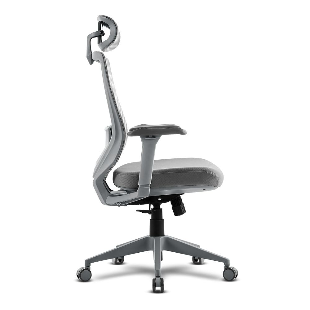 Alpha Gamer Stella - Silla de Oficina ergonómica, reposacabezas Ajustable, Respaldo de Malla, Transpirable, reposabrazos Ajustables 3D, Soporte Lumbar Ajustable, Capacidad de 120 kg (Gris)