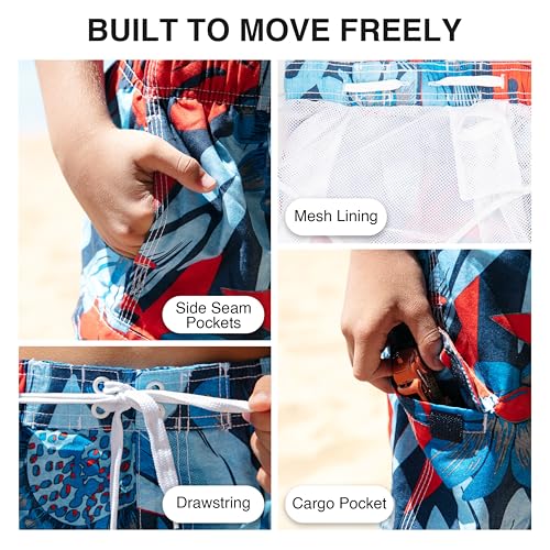Image of Kanu Surf Boys' Toddler Troy Stripe Swim Trunks