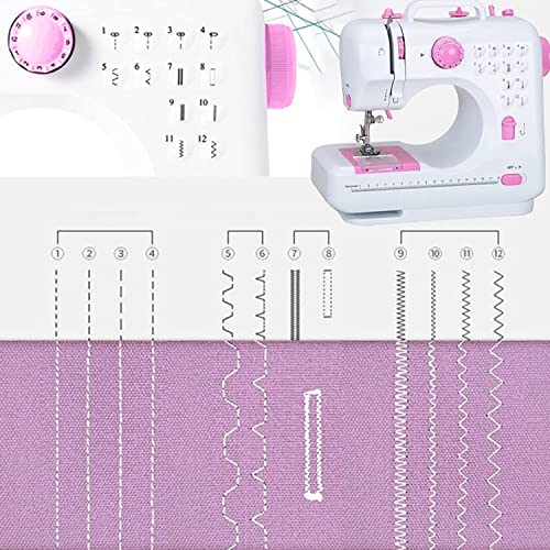 Miniatura 7 de Retoo Máquina De Coser Portátil Con 2 Velocidades Mini Máquina Con Luz De Trabajo, 12 Tipos De Puntadas Diferentes Con Pedal, Para Niños Y Principiantes, Kit De Costura, Pies Antideslizantes