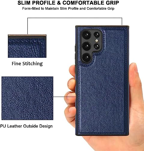 Coque antichoc S22 Ultra en silicone et cuir marron mince