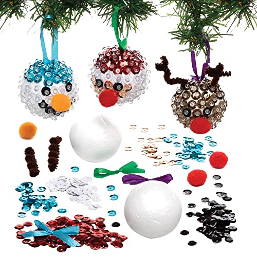 Baker Ross FC101 Boule de Noel pour Enfants a Sequins - Lot de 4, Decoration de Noel pour Sapin, Noel Enfant, Loisirs Creatifs Enfants