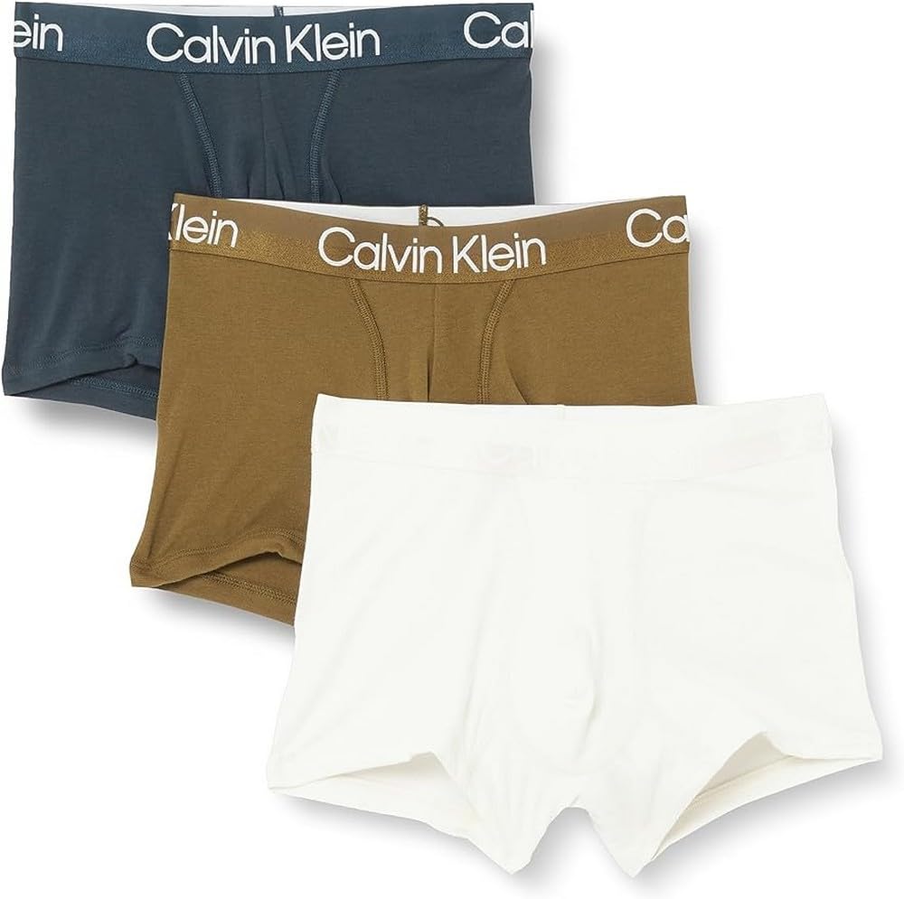 Calvin Klein Boxer Uomo Confezione da 3 Cotone Elasticizzato XXL Multicolore (Vaporous Gry, Dark Olive, Blueberry)