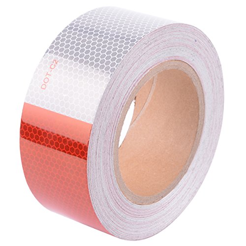 Brightplus DOT-C2 Reflective Tape, Auto Car Motorcycle Trailer Truck Caution Reflectors,11'' Red and 7'' White Adhesive Safety Warning Tape (2" x30') (22.5m)