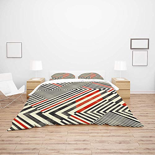 Housse de couette à rayures géométriques douces pour chambre Long Twin