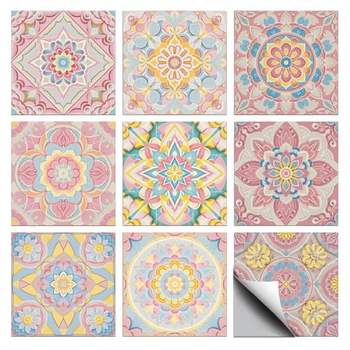 CHGCRAFT 36 Pcs 9 Style 3D Pink Pattern Tile Stickers