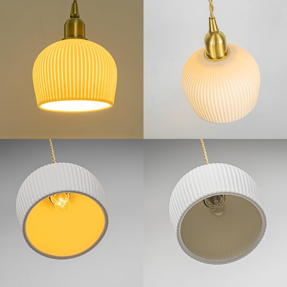 H-Type White Shade Track Lighting E12 Brass Base 3.2 Feet Adjustable Cord Pendant Modern Design for Kitchen Restaurant(No Bulb, Track)