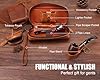 STAR VISTA Marco Premium Leather Pipe Bag, Tobacco Pouch with 2-Pipe Holder, Wristlet and Stand, Ombre Gold #3
