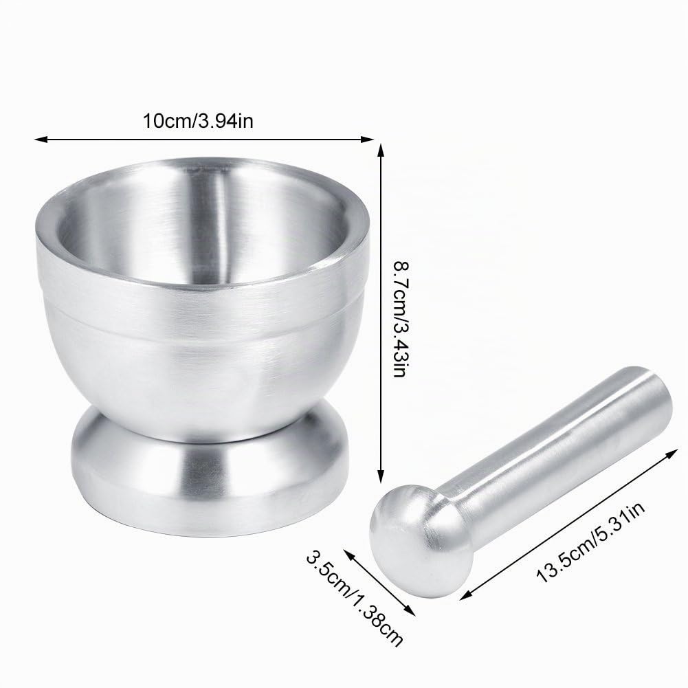 Mortero de acero inoxidable con mortero, apto para alimentos, 10 cm de diámetro