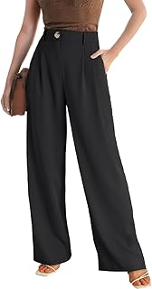 Women's Wide Leg Dress Pants High Waisted Adjustable Tie Knot Loose Comfy Business Casual Work Trousers with Pockets