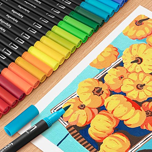 Eglyenlky Colored Markers For Adult Coloring Books, Dual Tip Brush Pens With 100 Watercolor Brush Pen (1-2Mm) And Fine Tip Marker (0.4Mm) For Kids, Lettering Drawing Calligraphy Painting #TOP5