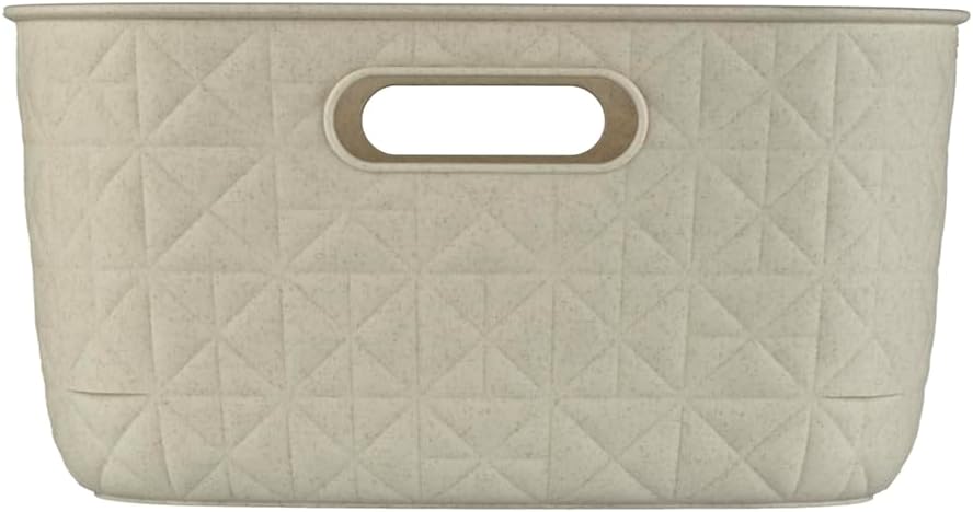 CURVER Softex 12.5 Litre Storage Basket, Elegant Design, Lightweight, Stackable and Practical, 100% Recycled, 37 x 29 x 14 cm, Cream
