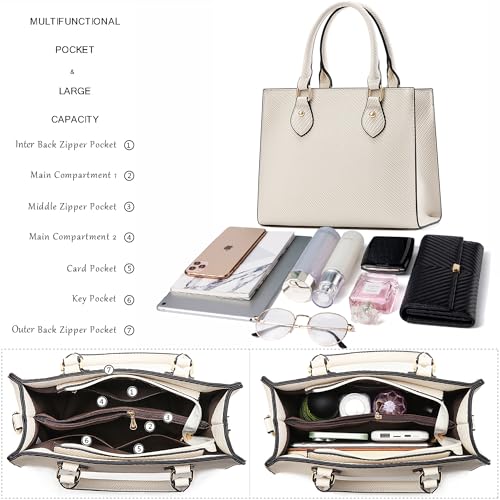 Image of CHICAROUSAL Crossbody Purses and Handbags for Women PU Leather Tote Top Handle Satchel Shoulder Bags (BL Cream Grey)