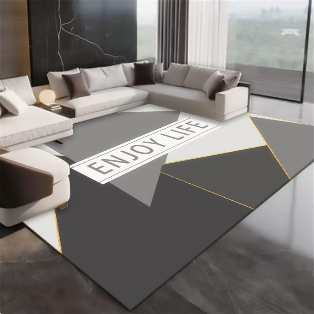 Tapis de salon géométrique gris foncé 160x230 en tissu de haute qualité