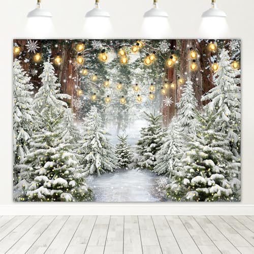 Avezano 7x5ft Winter Forest Backdrop Wonderland Snowflake Backdrop Snowy Christmas