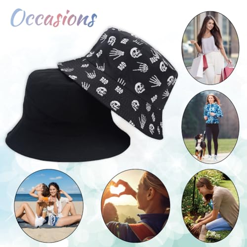 Image of Reversible Bucket Hat for Women Summer Travel Fisherman Cap, Girls Cute Double Side Wear Bucket Cap
