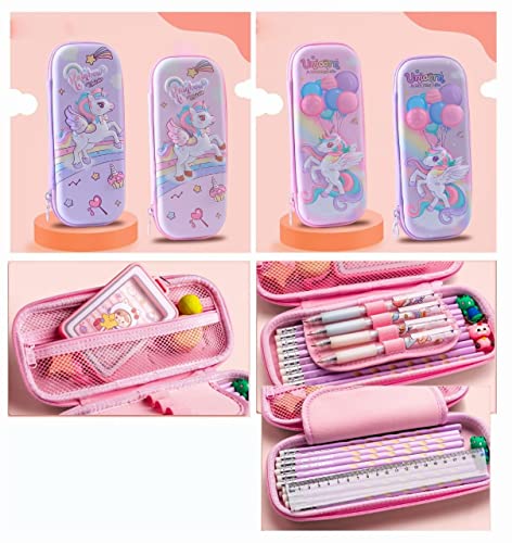 Image of Crackles rackles Premium Stylish Unicorn Print Hardtop EVA Pencil Case Pouch School Kids, Girls and Boys (Multiple olors and Designs) Pack of 1
