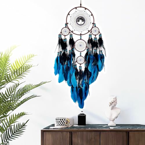 Large Dream Catchers, Boho Handmade Woven Blue and Black Dream Catcher Wall Hanging Ornament for Bedroom Living Room Adults Wedding Party Decor, Festival Blessing Gift (Blue & Black) - Image 6