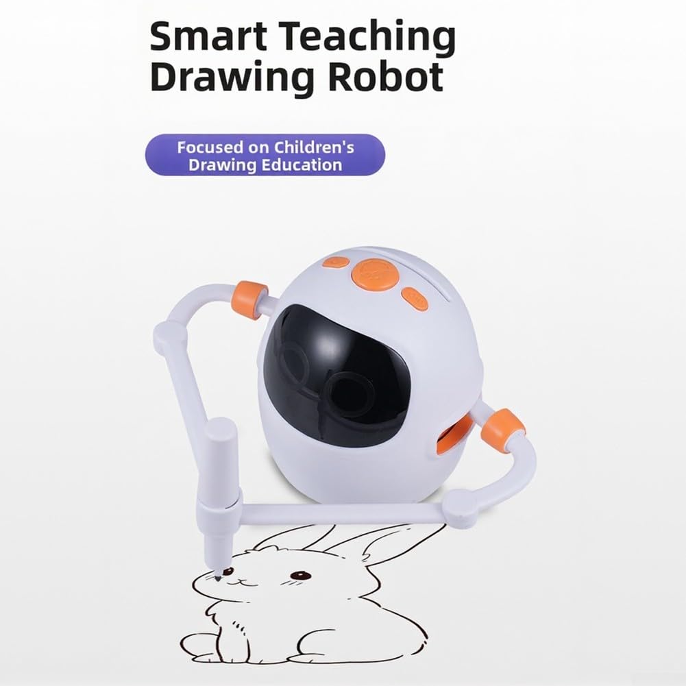 Robot da disegno per bambini, giocattolo educativo interattivo con 100 schede modelli, robot da colorare automatico con 5 penne e lavagna, regalo educativo per ragazzi e ragazze dai 4 anni in su