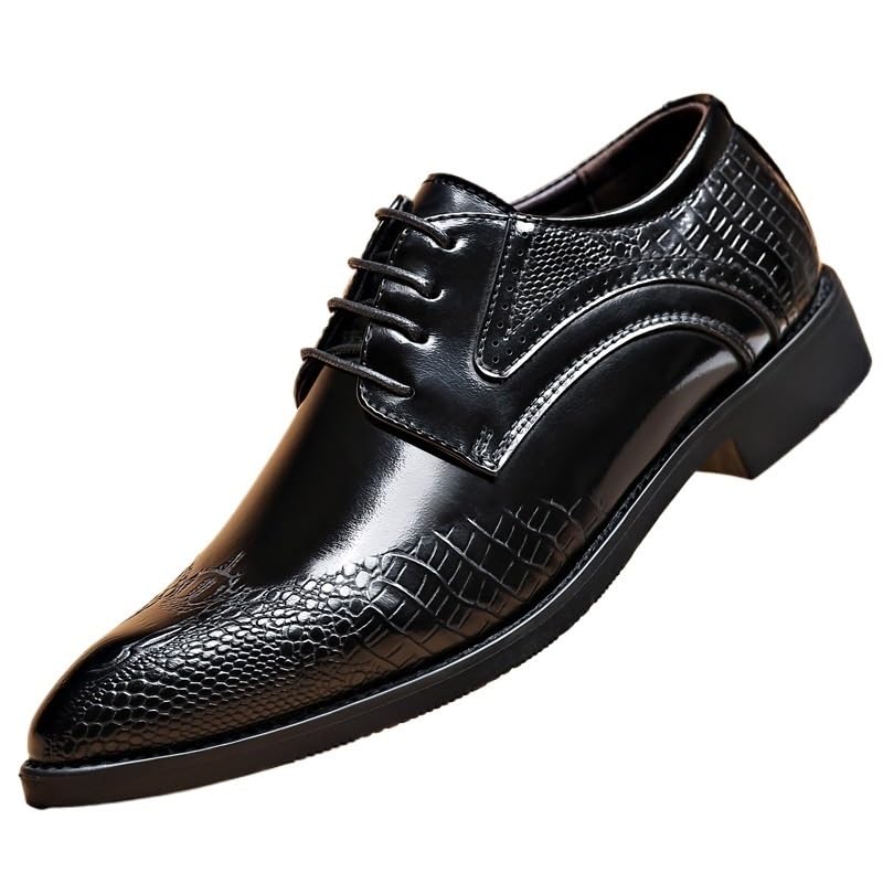 Men's Casual Dress Shoes Mens Square Toe Business Dress Shoes Classic Lace Up Formal Oxford Shoes Anti-Slip Low Top Non Slip Prom