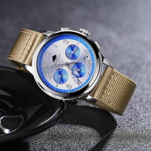 BISONSTRAP Bracelets de Montre Militaires en Nylon, Bracelets pour Hommes, Dégagement Rapide, Boucle Brossée,20mm, Kaki (Boucle Argentée) – vue 6