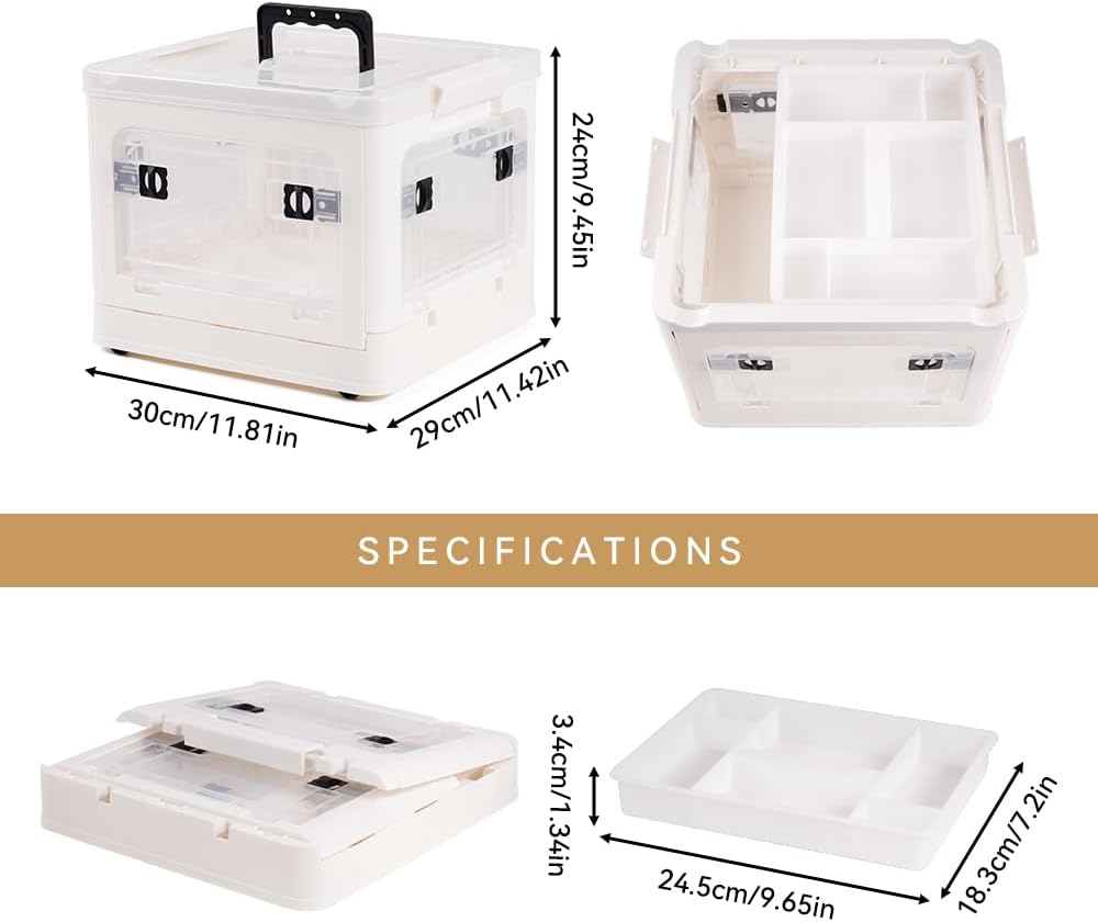DOUKE 22qt Medicine Organizer Storage Box - Plastic First Aid Box Empty with Lid, Stackable Medical Container with Handle & Wheels, Sturdy BPA-Free Case with Tray for Medication & Supplies