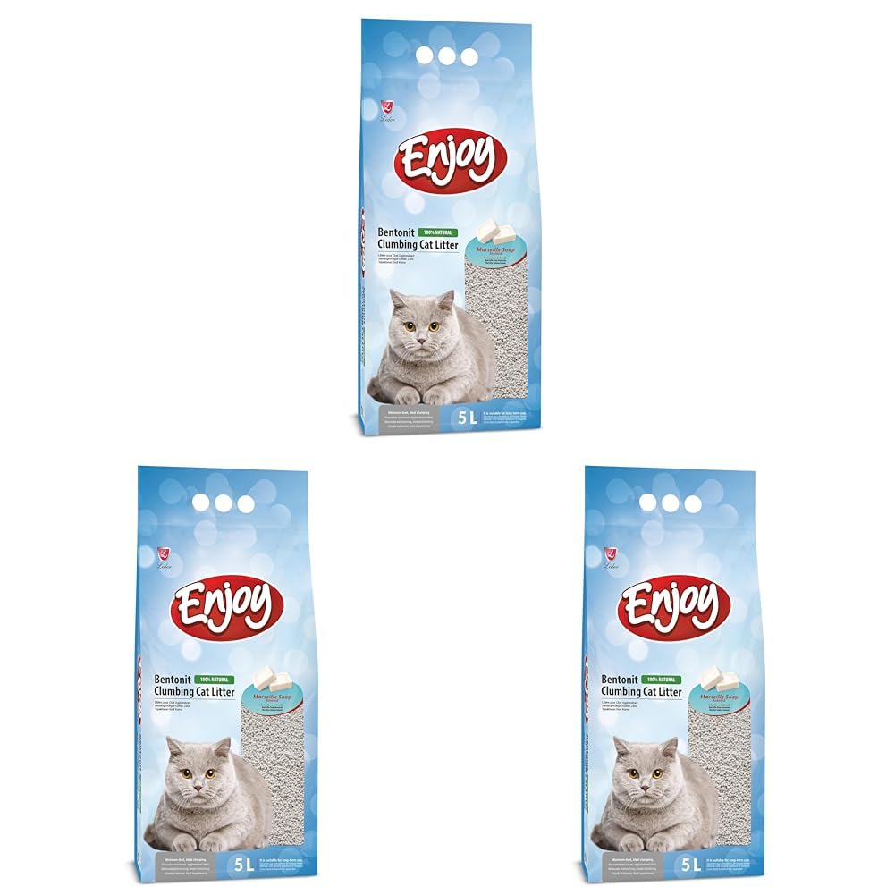 Enjoy Bentonit İnce Taneli Kedi Kumu 10 Lt (Marsilya Sabunlu) (3 paketi)