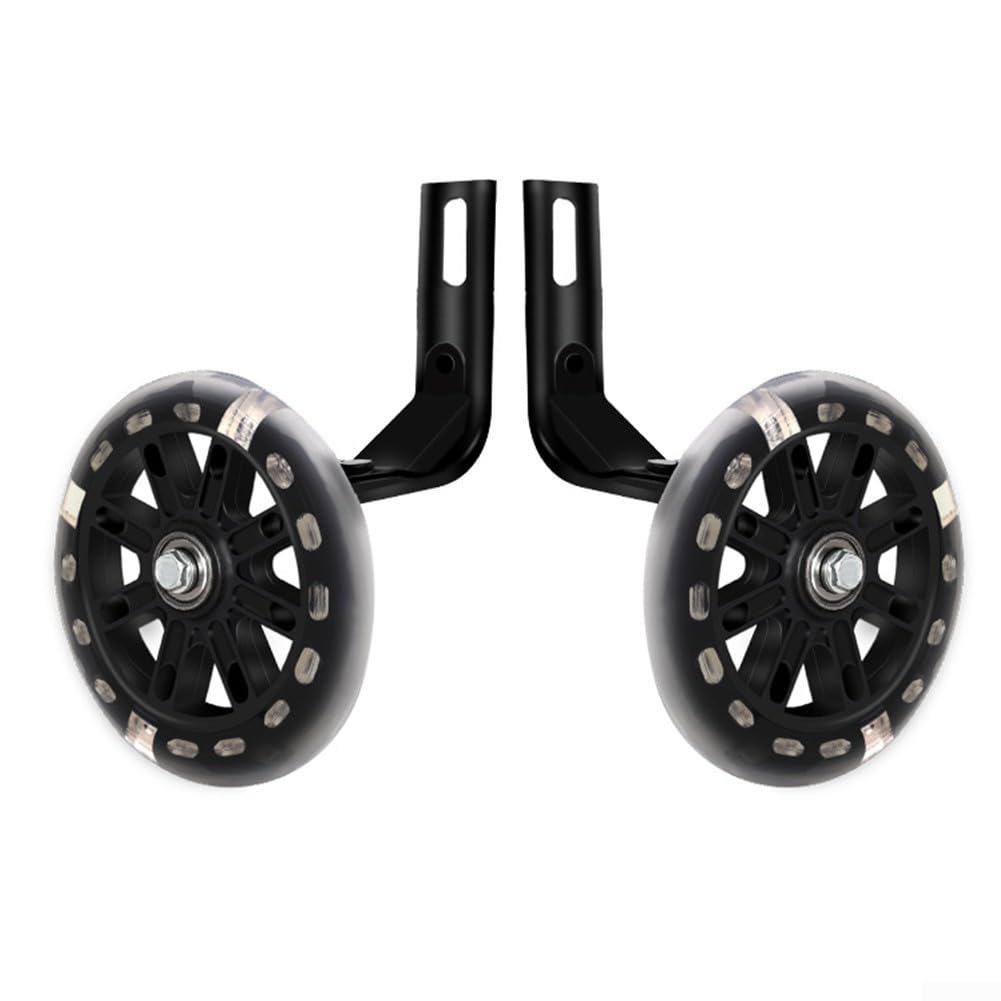 Auxiliary bike wheels for kids 14 16 20 inches with magnetic flash PU wheels, widened and thickened for safe, balanced, and quiet cycling (14inch)