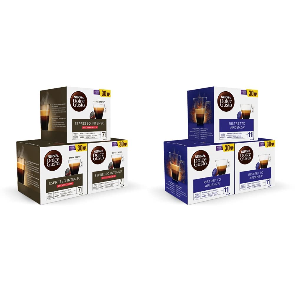 NESCAFÉ Dolce Gusto Espresso Intenso Descafeinado - x3 pack de 30 cápsulas - Total: 90 cápsulas & NESCAFÉ Ristretto Ardenza - x3 pack de 30 cápsulas - Total: 90 cápsulas