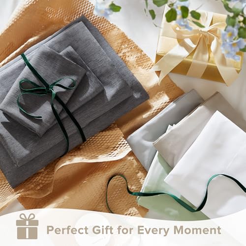 Comfort Spaces Cooling Sheet Set Poly X Rayon Blend (Rayon Derived from Bamboo), Soft, Silky, Lustrous, Heathered Finish Queen Sheets for Summer All Season Sheet Set, Queen, Light Grey, 4 Piece