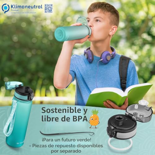 Miniatura 7 de My Vesperbox Minny Botella Infantil A Prueba De Fugas, Con Pajita O Filtro, 350, 500 O 750 Ml, Ligera, De Tritán, Sin Bisfenol A, Para Guardería Y Escuela, Para Beber 500 Ml, Azul-Turquesa