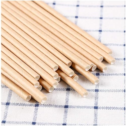 Pitillos biodegradables de papel Kraft marrón 100 uds miniatura 2