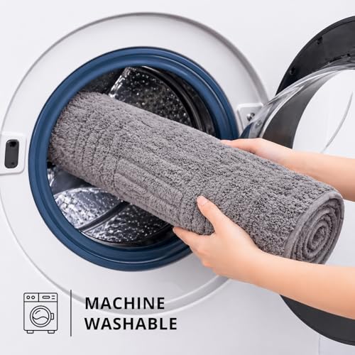 Image of LUXE HOME INTERNATIONAL Microfiber Bath Mat for Bathroom Anti Slip Water Soak Plush Soft Bahrain Maze Door Mat for Home Bedroom Washable Floor Rug (40x58cm Grey) Pack of 1