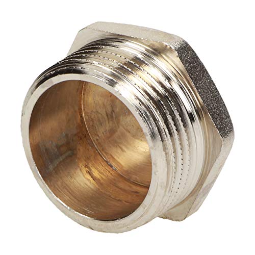 33/42 Bouchon plomberie I laiton nicklé I bouchon robinet I bouchon radiateur I bouchon aveugle I raccord I hexagonal I BSP I filetage extérieur I M I marque riat I 1 1/4" Cover