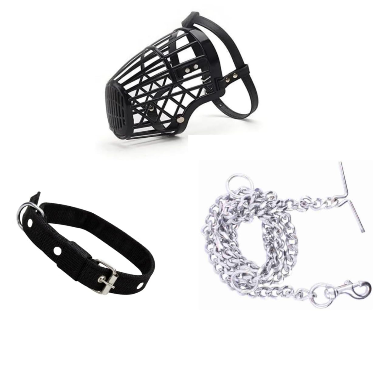 DRK Shopmart Dogs Muzzle/Mouth Cover Anti Biting Nylon Strap Muzzle Cum Mouth Cover, Leash Chain and Neck Collar Ideal for Aggressives Dogs (B0C96G68S6) Amazon Price History, Amazon Price Tracker