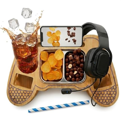 1BRANCH2 UNITY&HERITAGE SnackPad Die Couchbar für Gamer im Controller-Design | Premium Bambus Snackbox & Couch Organizer Geschenk für Männer Geschenke für Jungs