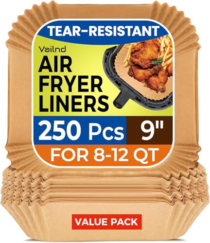 Image of 250 Pcs 9 inch Square Air Fryer Liners Disposable for 8-12QT, Parchment Paper