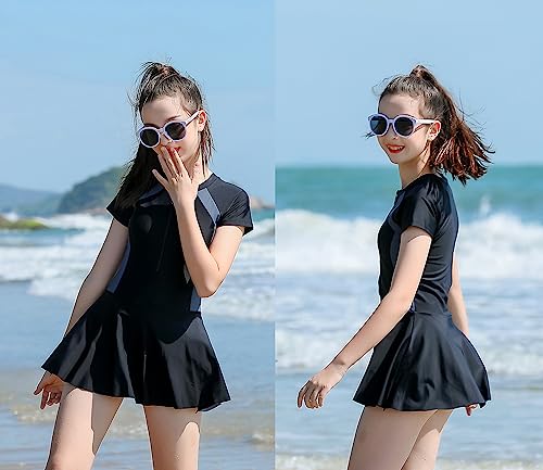 Image of KORADI Girls Swimsuits Rash Guard Swim Set Kids Two-Piece Bathing Suits Teen Swimwear Beach Shorts Sun Protection Swim Shirts