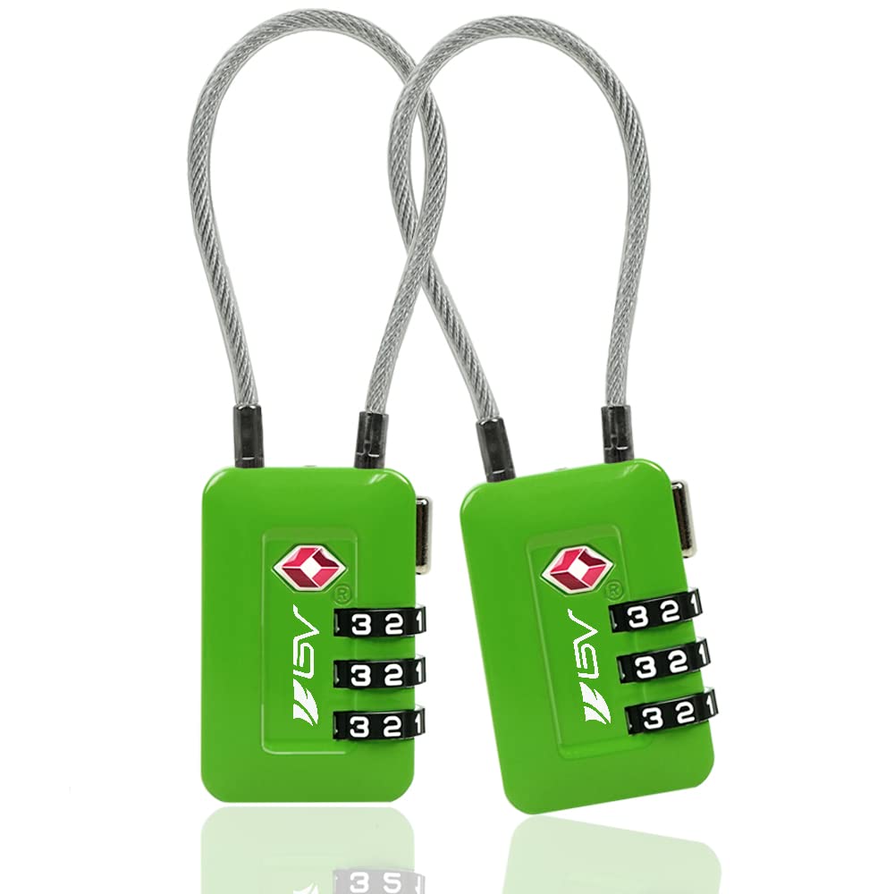 TSA Accpeted Luggage Travel Lock, Set-Your-Own Combination Lock for School Gym, Golf Bag, Locker, Luggage Suitcase Baggage Locks, Filing Cabinets, Toolbox, Case (Green, 2 Pack)