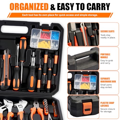 KOOPOOL 160-Piece Home Tool Kit, Household Basic Hand Tool Set with Case for Home Repair, DIY Projects and Maintenance - image 8
