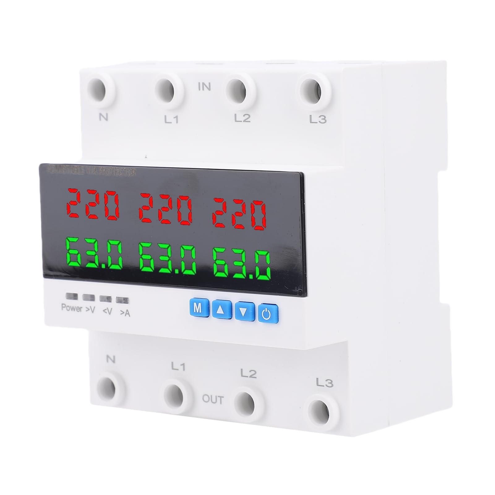 FTVOGUE Interruptor de Transferencia Automática 4P 63A, ATS Trifásico con Protección contra Sobretensión y Subtensión de Sobrecorriente Ajustable para Red Eléctrica del Inversor del Generador,