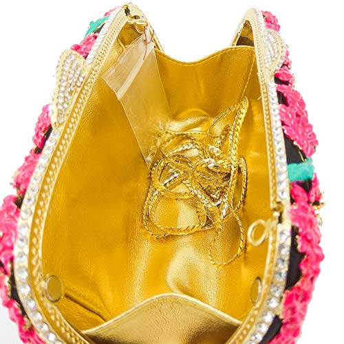 Image of Boutique De FGG Forest Jungle Animal World Crystal Clutch Purse for Women Formal Evening Bags Rhinestone Clutch Handbag,Mini