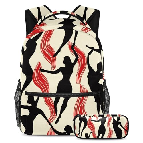 Ensemble de cartable Art abstrait Dancing Women cadeau de rentrée scolaire grand sac